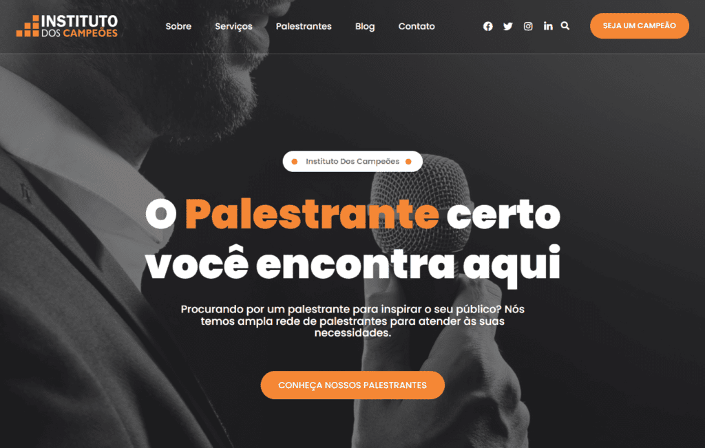 Site Instituto dos Campeões - Criação de sites - Mosaic Digital
